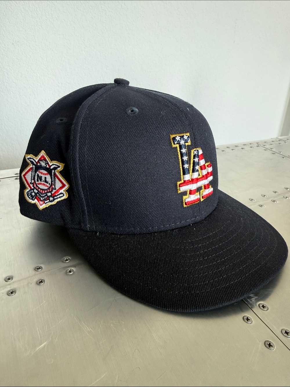 New Era Black LA Dodgers Flag Logo Fitted Hat